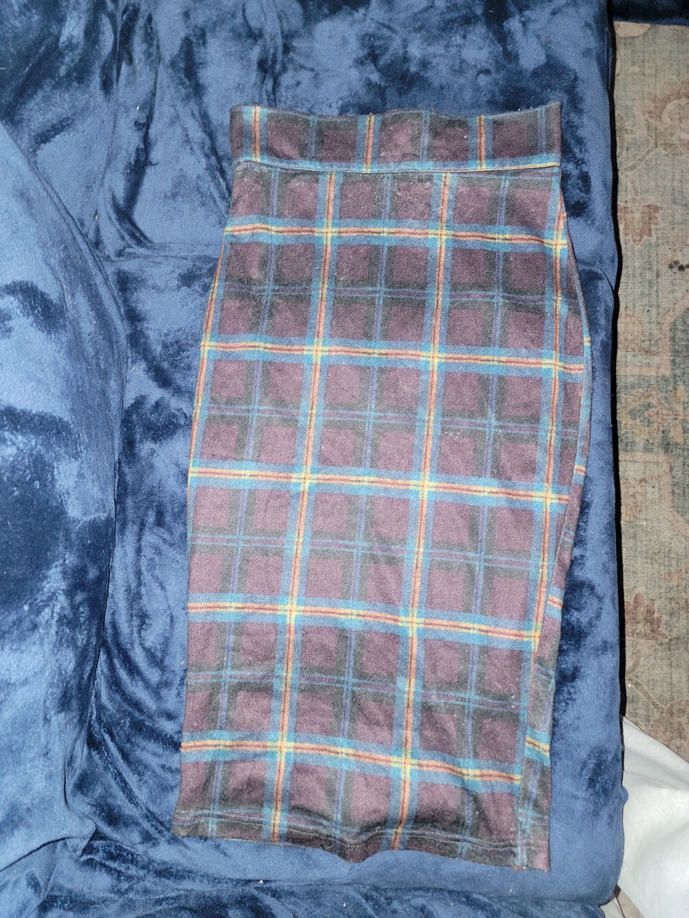 Unique Vintage Plaid Pencil Skirt - Blue and Burgundy